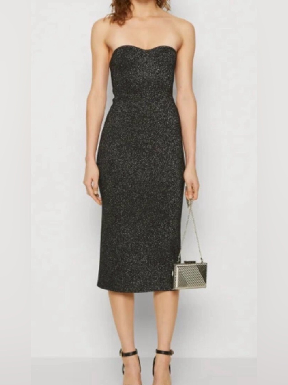 Abercrombie Strapless Sparkle Black Midi Dress